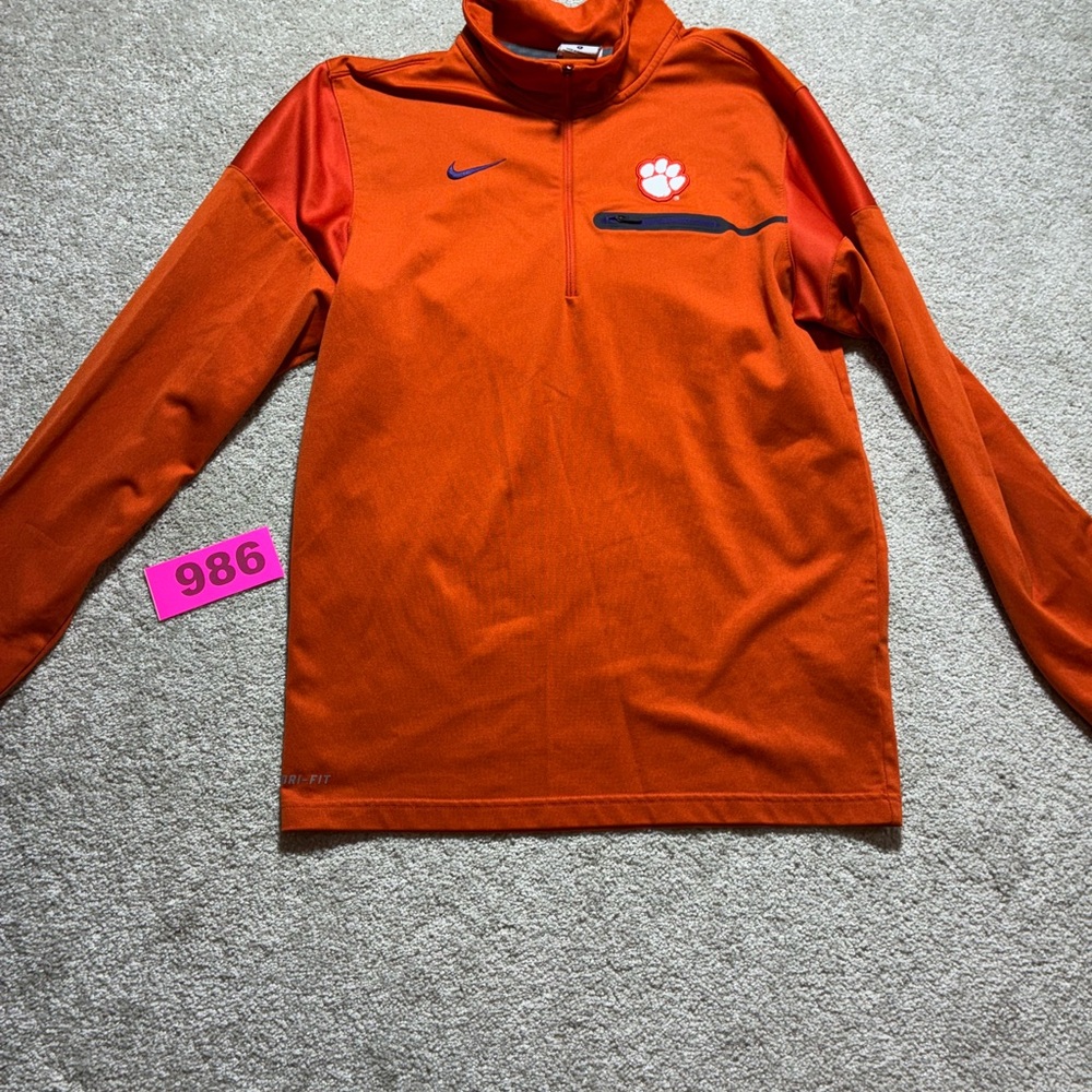 Clemson Tigers Nike Drifit 1/4 Zip Orange Pullover Mens Sz Small
